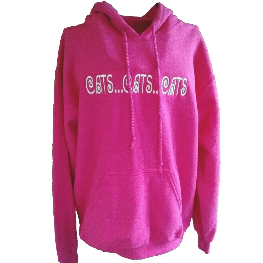 Womens Hooded Sweatshirt S Embroidered Cat Lover Crazy Cat Lady Funny Bright